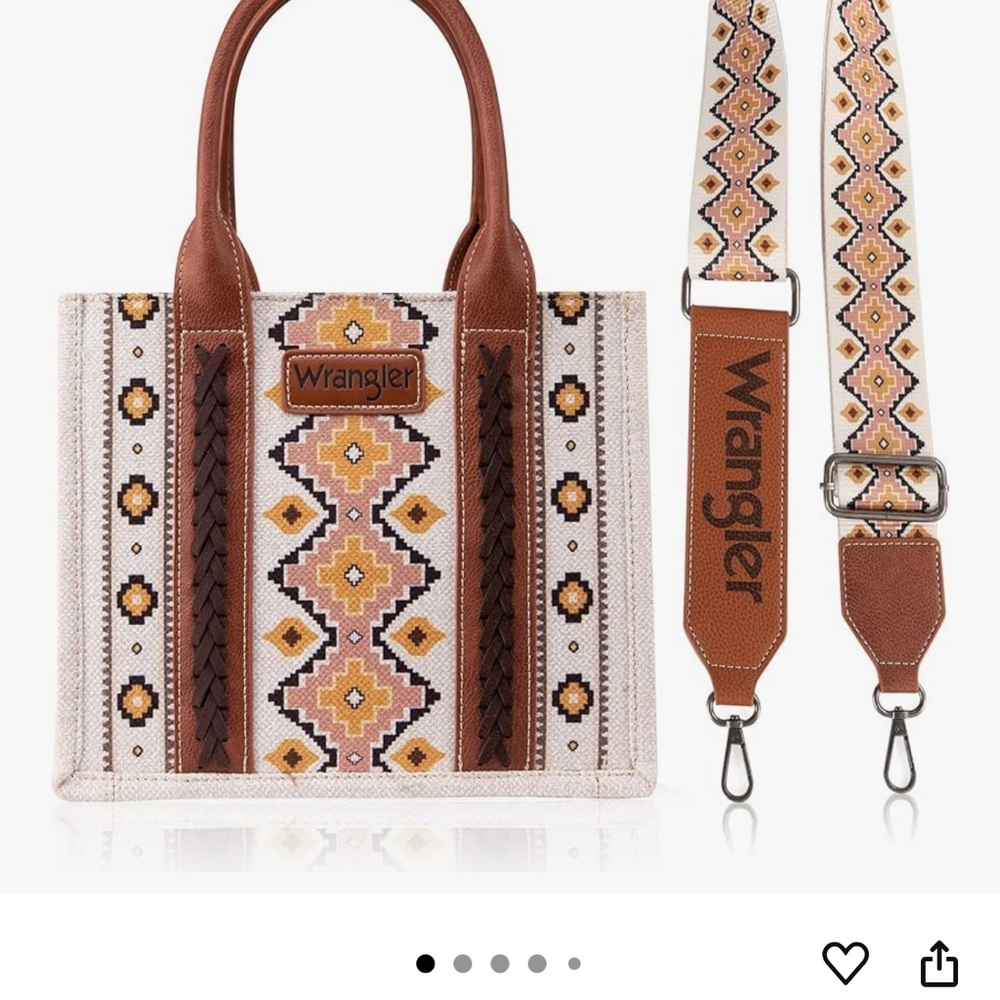 Wrangler Brown and Cream Tote Bag with Geometric Patterns